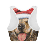Santa Labrador Retriever Print Women's Sports Bra