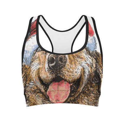 Santa Labrador Retriever Print Women's Sports Bra
