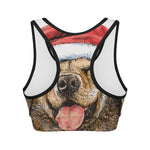 Santa Labrador Retriever Print Women's Sports Bra
