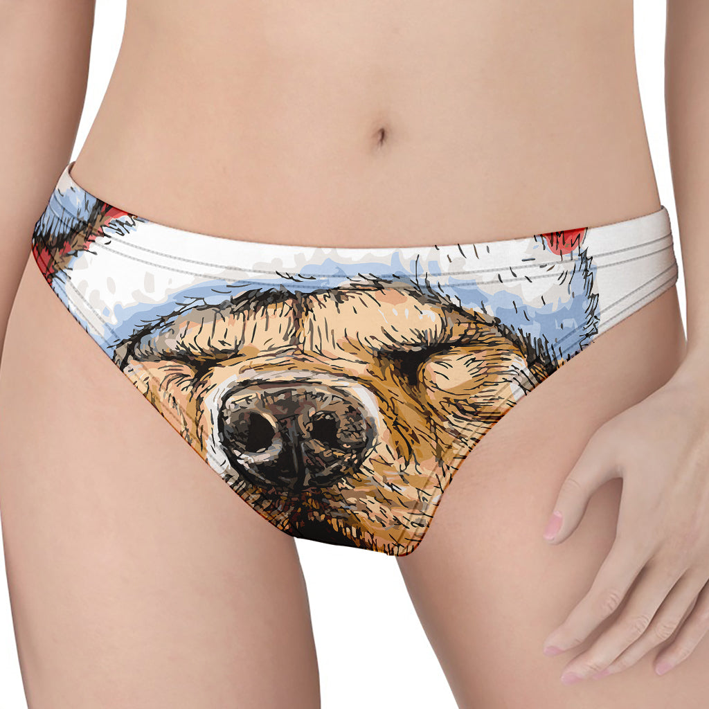 Santa Labrador Retriever Print Women's Thong