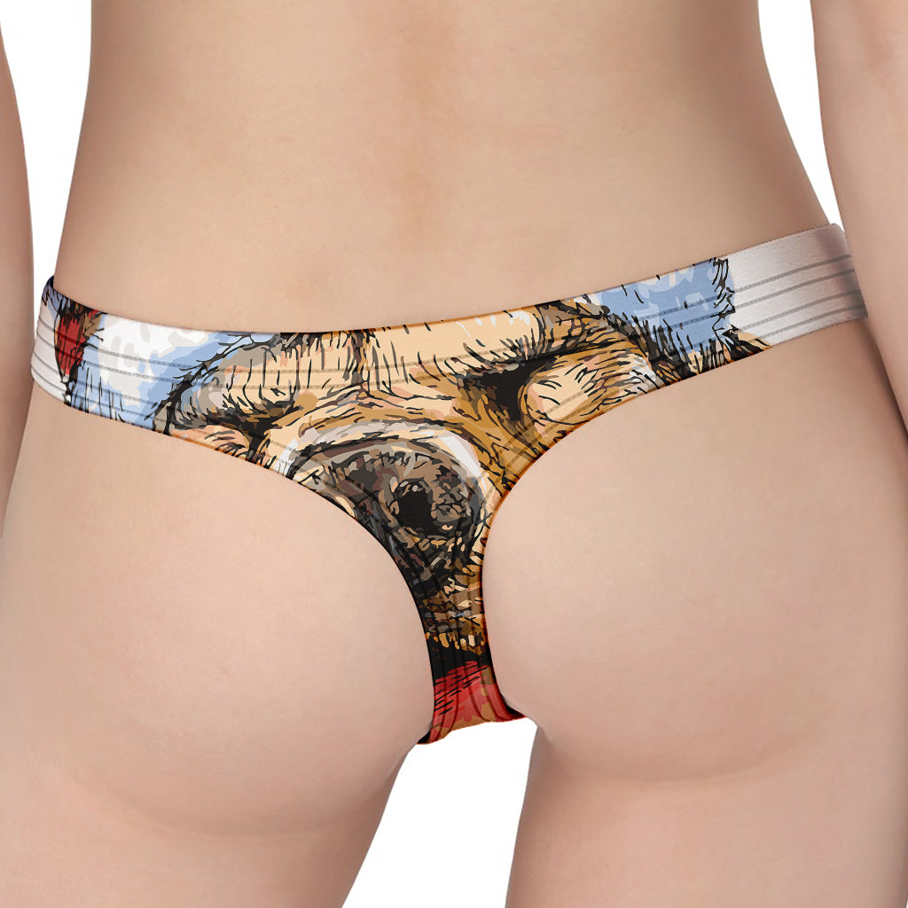 Santa Labrador Retriever Print Women's Thong