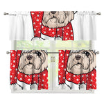 Santa Shih Tzu Print 3 Piece Kitchen Curtains