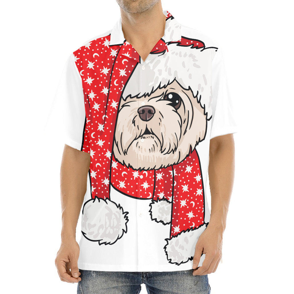 Santa Shih Tzu Print Aloha Shirt