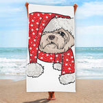 Santa Shih Tzu Print Beach Towel
