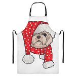 Santa Shih Tzu Print Bib Apron With Pocket