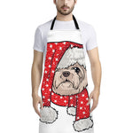 Santa Shih Tzu Print Bib Apron With Pocket
