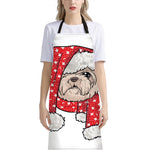 Santa Shih Tzu Print Bib Apron With Pocket