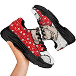Santa Shih Tzu Print Black Chunky Shoes