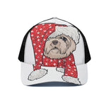Santa Shih Tzu Print Black Mesh Trucker Cap