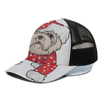 Santa Shih Tzu Print Black Mesh Trucker Cap