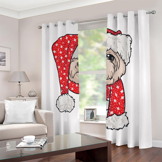 Santa Shih Tzu Print Blackout Grommet Curtains