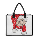 Santa Shih Tzu Print Canvas Tote Bag