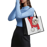 Santa Shih Tzu Print Canvas Tote Bag