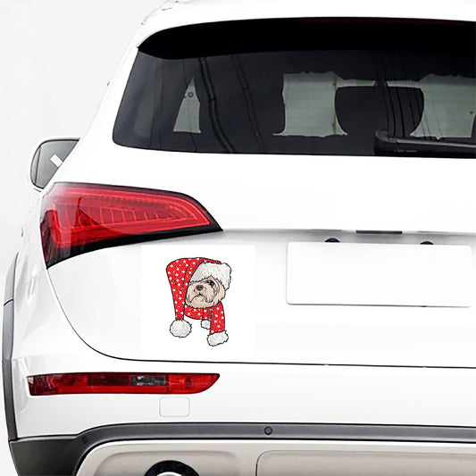 Santa Shih Tzu Print Car Sticker