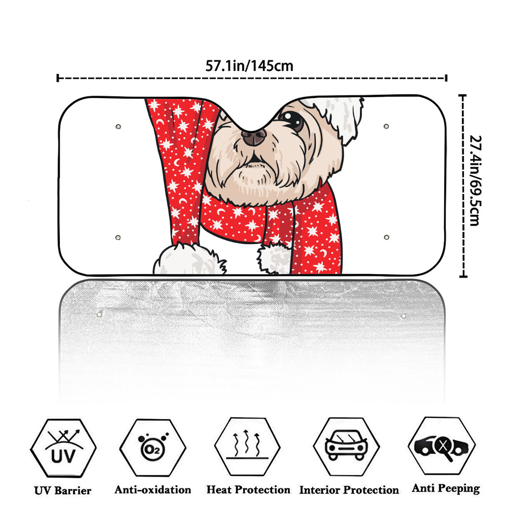 Santa Shih Tzu Print Car Windshield Sun Shade