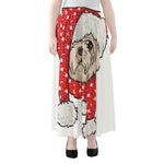 Santa Shih Tzu Print Chiffon Maxi Skirt