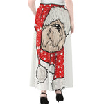 Santa Shih Tzu Print Chiffon Maxi Skirt