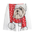Santa Shih Tzu Print Cotton Shorts