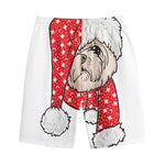 Santa Shih Tzu Print Cotton Shorts