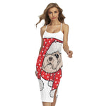 Santa Shih Tzu Print Cross Back Cami Dress