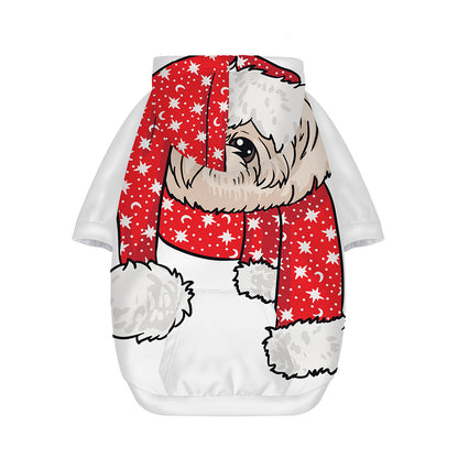 Santa Shih Tzu Print Dog Zip Up Hoodie
