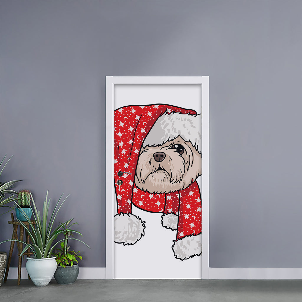 Santa Shih Tzu Print Door Sticker