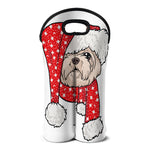 Santa Shih Tzu Print Double Neoprene Wine Tote