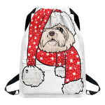 Santa Shih Tzu Print Drawstring Backpack