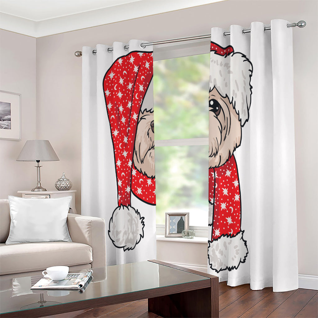 Santa Shih Tzu Print Extra Wide Grommet Curtains