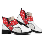 Santa Shih Tzu Print Flat Ankle Boots