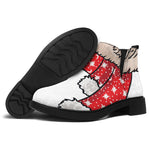 Santa Shih Tzu Print Flat Ankle Boots