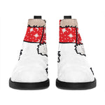 Santa Shih Tzu Print Flat Ankle Boots