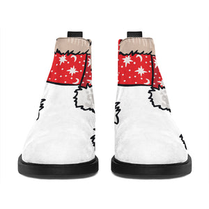 Santa Shih Tzu Print Flat Ankle Boots