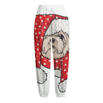 Santa Shih Tzu Print Fleece Lined Knit Pants