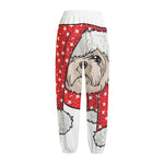 Santa Shih Tzu Print Fleece Lined Knit Pants