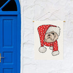 Santa Shih Tzu Print Garden Flag