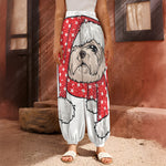 Santa Shih Tzu Print Harem Pants