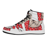 Santa Shih Tzu Print High Top Leather Sneakers