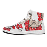 Santa Shih Tzu Print High Top Leather Sneakers