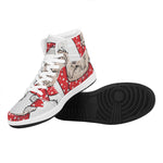 Santa Shih Tzu Print High Top Leather Sneakers