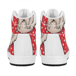 Santa Shih Tzu Print High Top Leather Sneakers