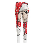Santa Shih Tzu Print High-Waisted Pocket Leggings