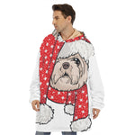 Santa Shih Tzu Print Hoodie Blanket