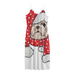 Santa Shih Tzu Print Jersey Midi Cami Dress
