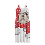 Santa Shih Tzu Print Jersey Midi Cami Dress