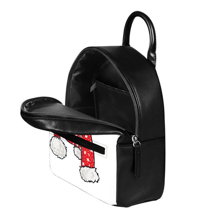 Santa Shih Tzu Print Leather Backpack