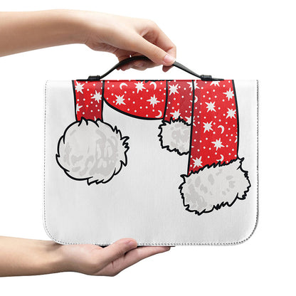 Santa Shih Tzu Print Leather Bible Cover