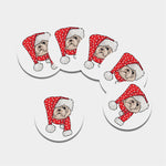 Santa Shih Tzu Print Leather Coaster Set