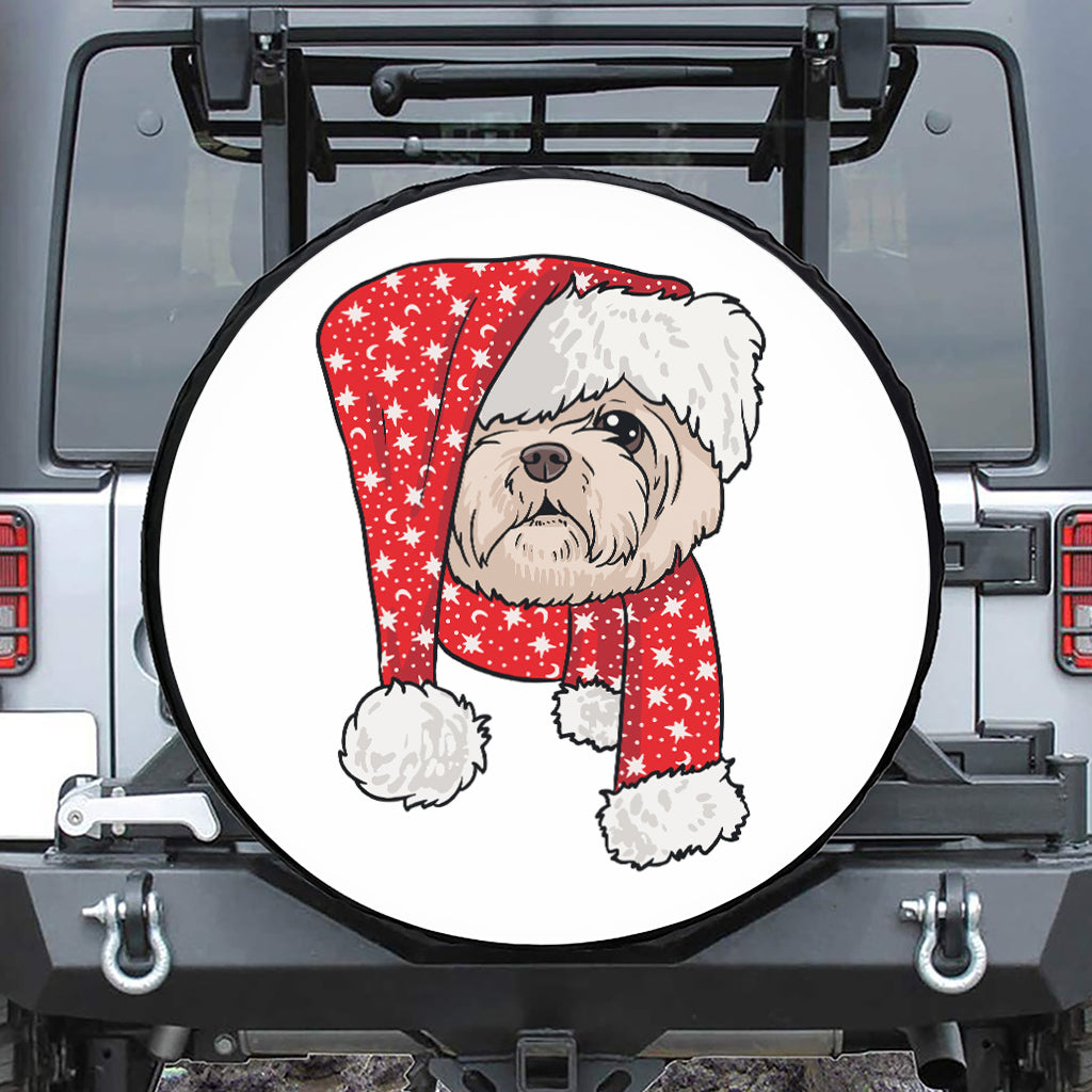 Santa Shih Tzu Print Leather Spare Tire Cover