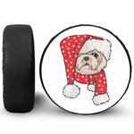 Santa Shih Tzu Print Leather Spare Tire Cover